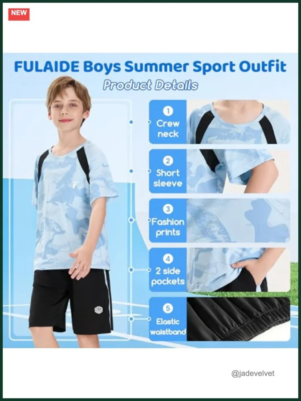 Boys Athletic Short Set Quick-Dry Tee & Shorts 6-13